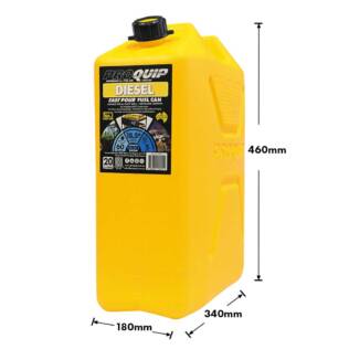 20L Plastic Fast Pour Fuel Can - Diesel Yellow