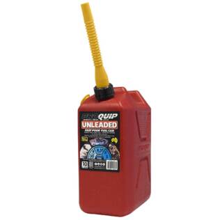 10L Plastic Fast Pour Fuel Can - Unleaded Red