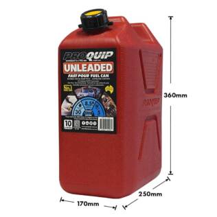10L Plastic Fast Pour Fuel Can - Unleaded Red