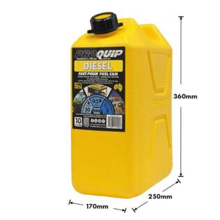 10L Plastic Fast Pour Fuel Can - Diesel Yellow