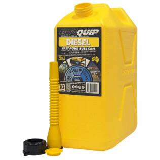 10L Plastic Fast Pour Fuel Can - Diesel Yellow
