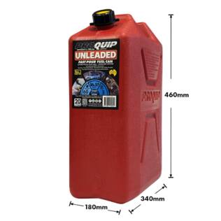 20L Plastic Fast Pour Fuel Can - Unleaded Red