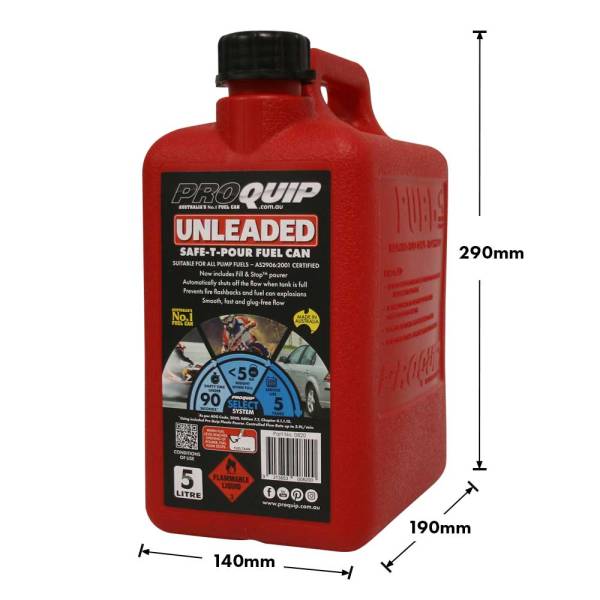 5L Unleaded Plastic Safe-T-Pour Fuel Can