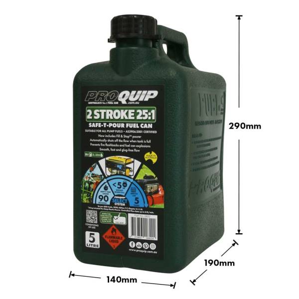 5L 2 Stroke 25:1 Plastic Safe-T-Pour Fuel Can