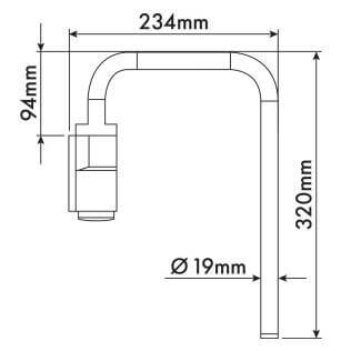 Universal Mirror Arm 234 x 320 Narrow Hook 19mm