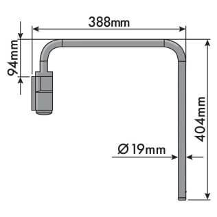 Universal Mirror Arm 388 x 404 19mm - Wide Hook