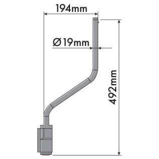 Universal Mirror Arm 192 x 492 19mm - Upright Two Bend