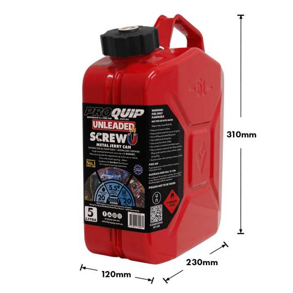 5L Jerry Can Metal Screw U Unleaded Red