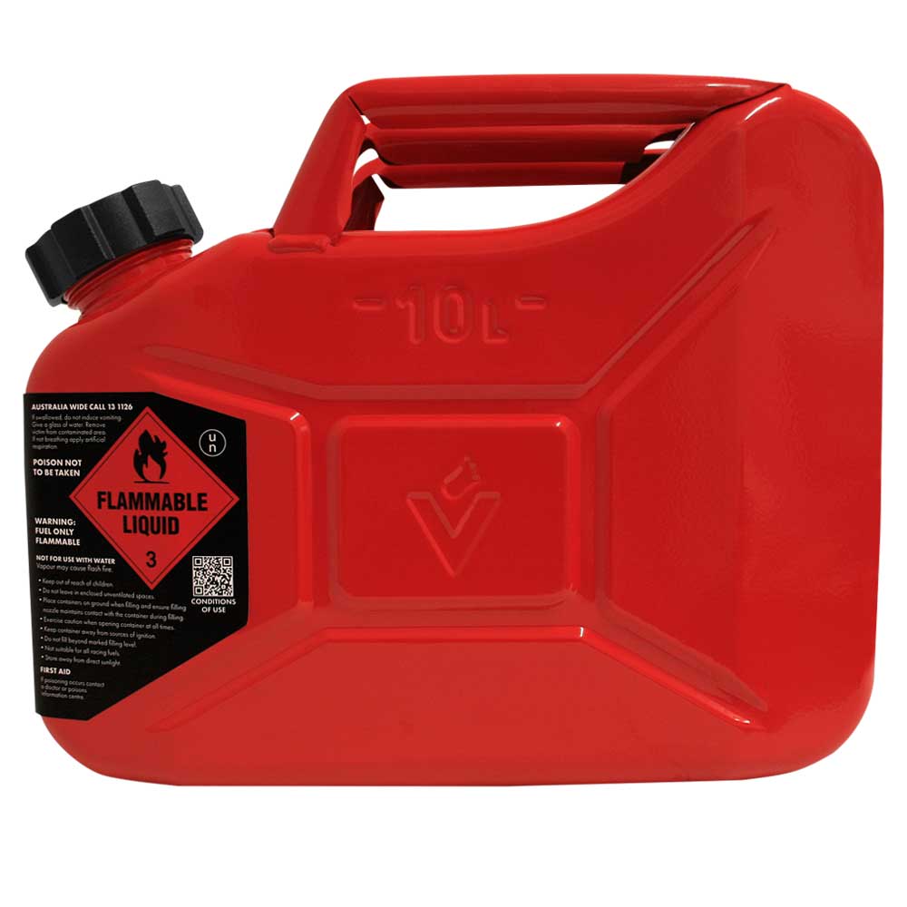 10L Jerry Can – Metal Screw U Unleaded Red