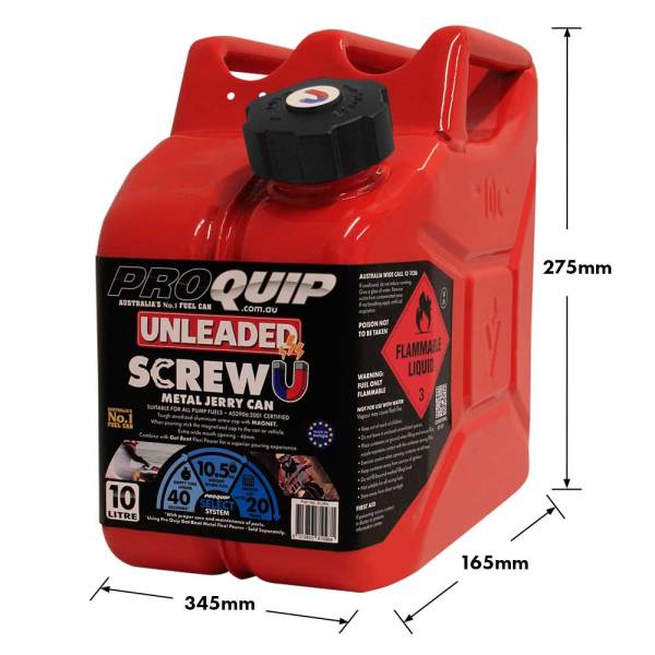 10L Jerry Can – Metal Screw U Unleaded Red