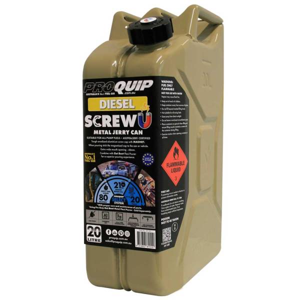 20L Jerry Can Metal Screw U Diesel Olive Yellow