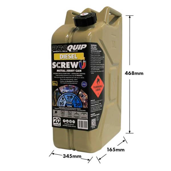 20L Jerry Can Metal Screw U Diesel Olive Yellow