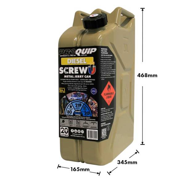 20L Jerry Can Metal Screw U Diesel Olive Yellow